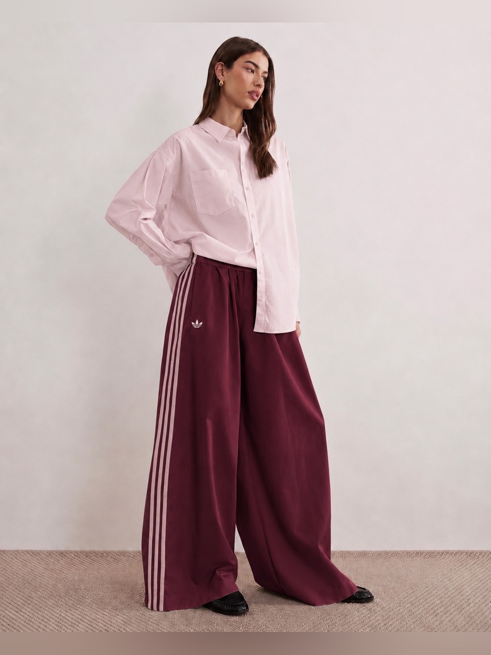 Adidas [XL] Firebird Adilenium Wide Leg Track Pants Maroon/Sandy Pink KW3619